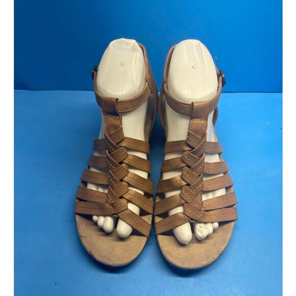 YUU Memory Foam Hilly Tan Ankle Strappy Wedge Sandals Women's Size 8 M - Picture 2 of 13